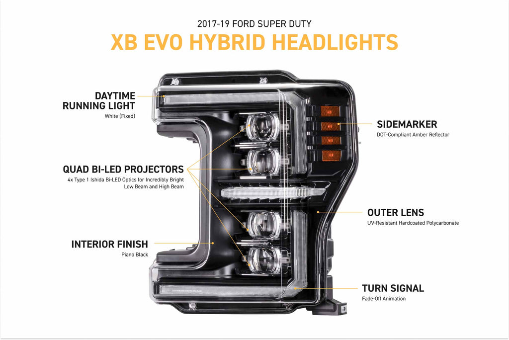 XB Evo Hybrid Headlights: 17-19 Super Duty (Set)