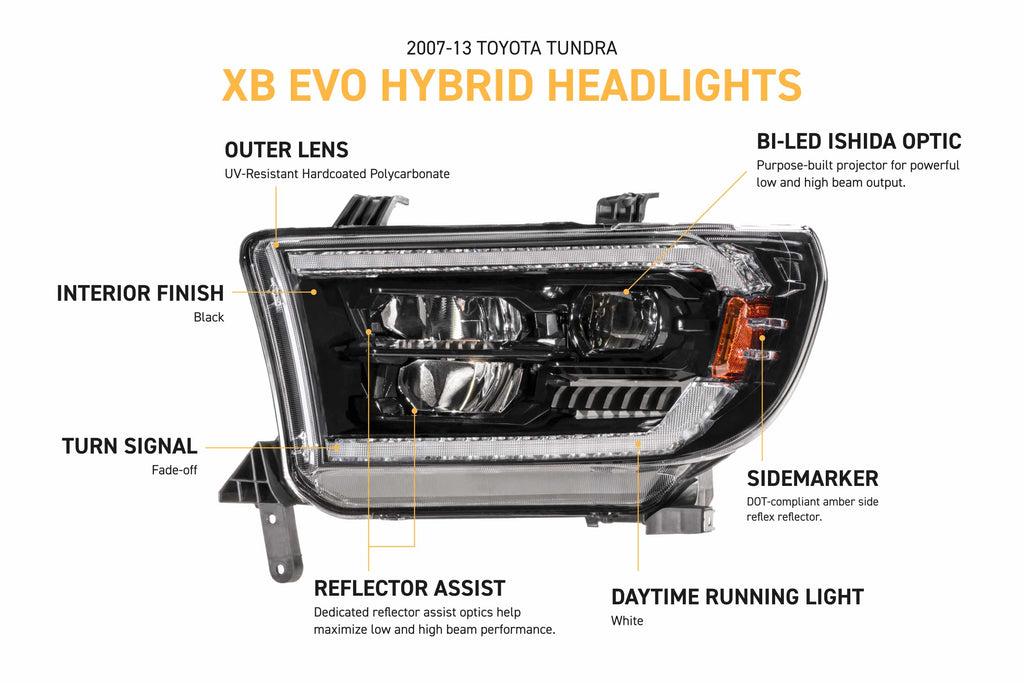 XB Evo Hybrid Headlights: 07-13 Tundra / 08-17 Sequoia (Set)