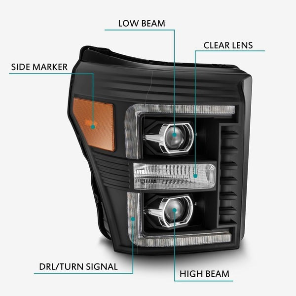 ARex (PRO-Series) Halogen Headlights: Ford Super Duty (11-16) - Black (Set)