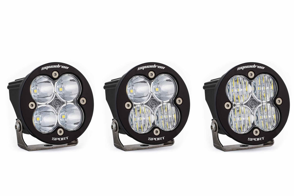 BD Squadron Sport Light Pods: (Each / Clear / Driving Combo Beam / White Body / Flush Mount)