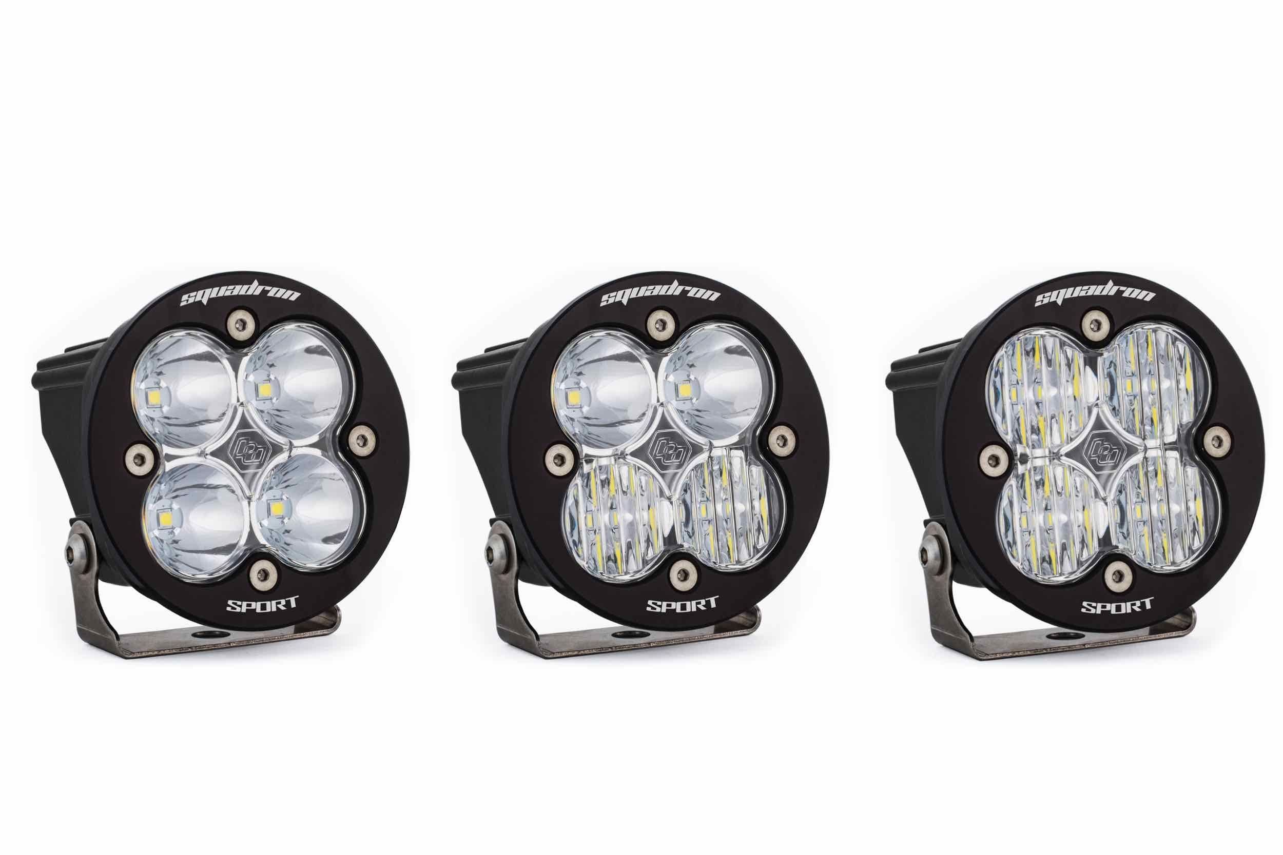 BD Squadron Sport Light Pods: (Each / Amber / Wide Cornering Beam / Black Body / Flush Mount)
