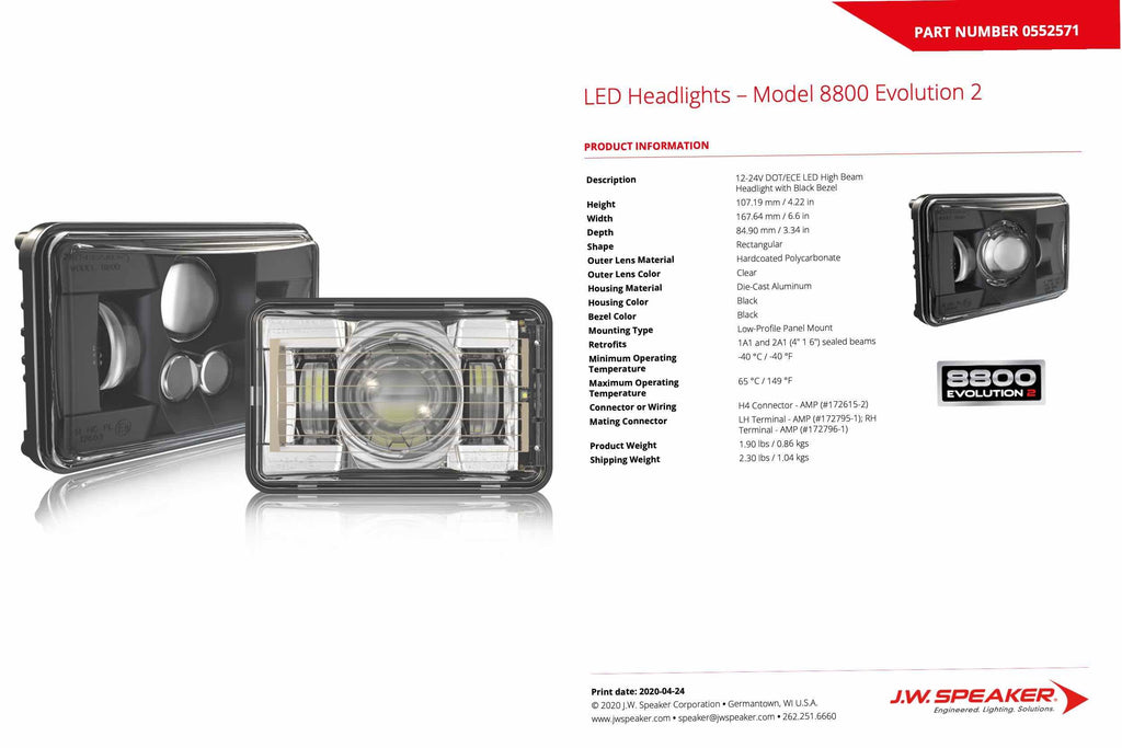 JW Speaker: 8800H EV2 12/24V High Beam SAE/ECE (HEATED / Chrome)