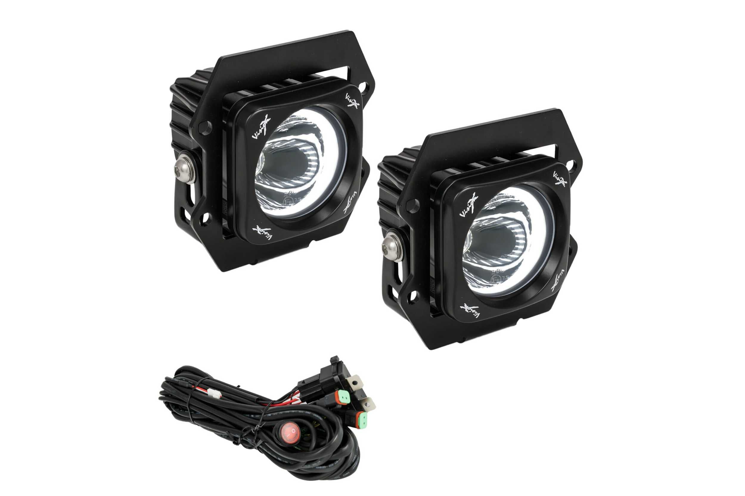 Vision X LED Fog Light System: Ford Ranger (19+) (2x Optimus Square Pods w/ Halo)