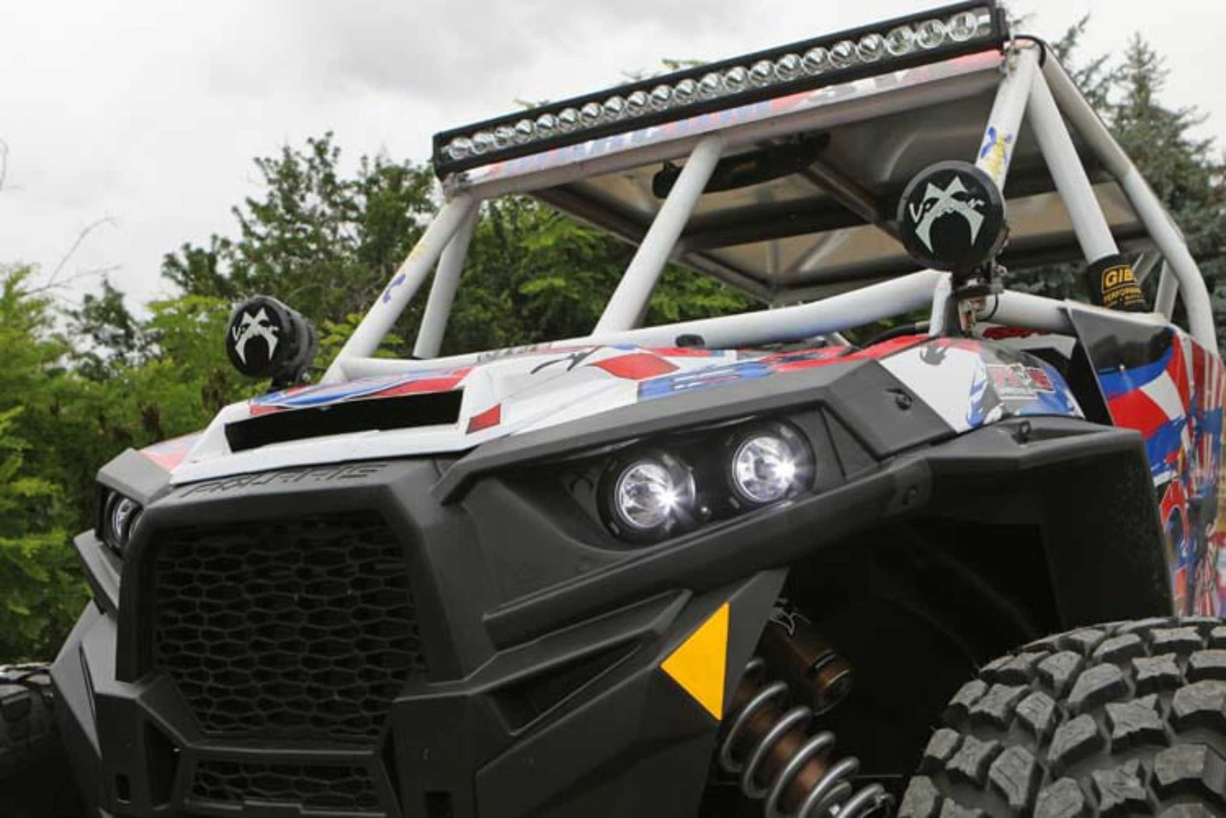 Vision X LED Headlights: Polaris RZR (14-16) (4x XIL-OPRH110 / Brackets / Wiring)