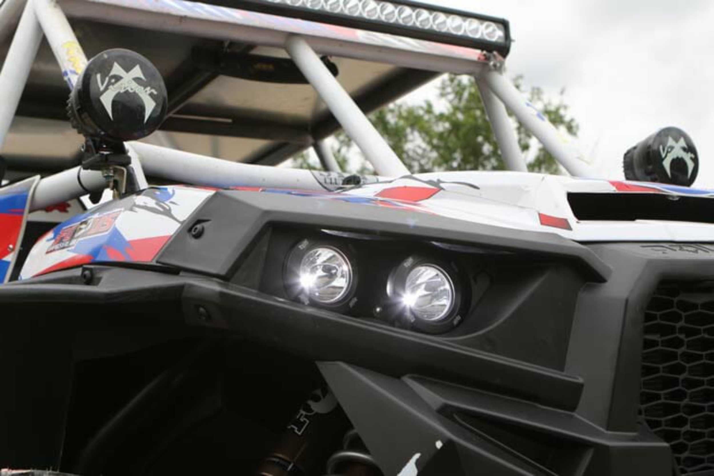 Vision X LED Headlights: Polaris RZR (14-16) (4x XIL-OPRH110 + Halo / Brackets / Wiring)