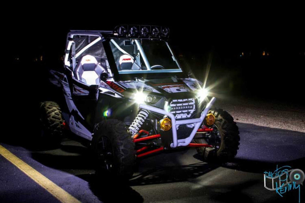 Vision X LED Headlights: Polaris RZR (14-16) (4x XIL-OPRH110 / Brackets / Wiring)