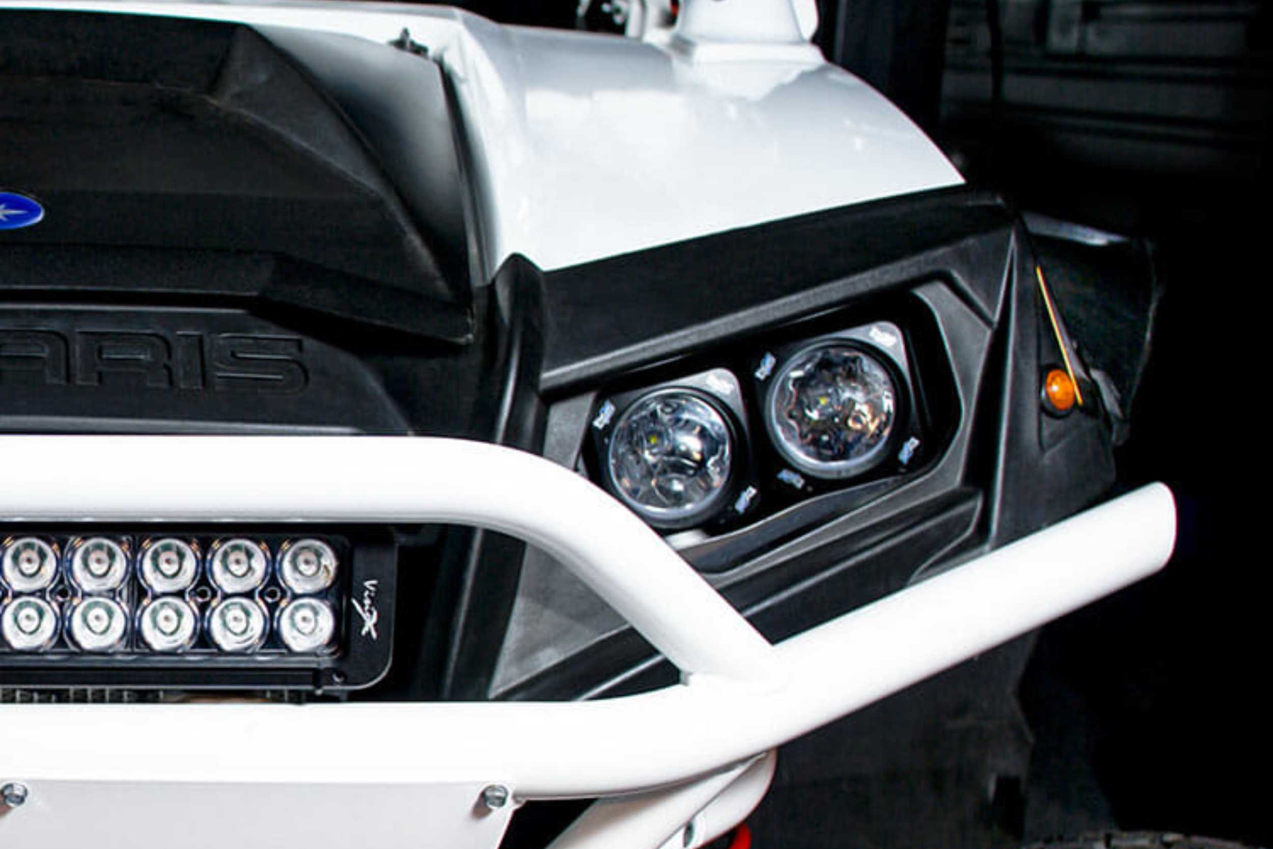 Vision X LED Headlights: Polaris RZR (14-16) (4x XIL-OPRH110 / Brackets / Wiring)