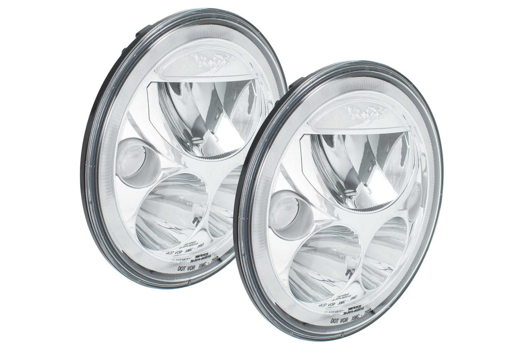 Vision X LED Headlights: (Each / 7in Round / Chrome / White Halo)