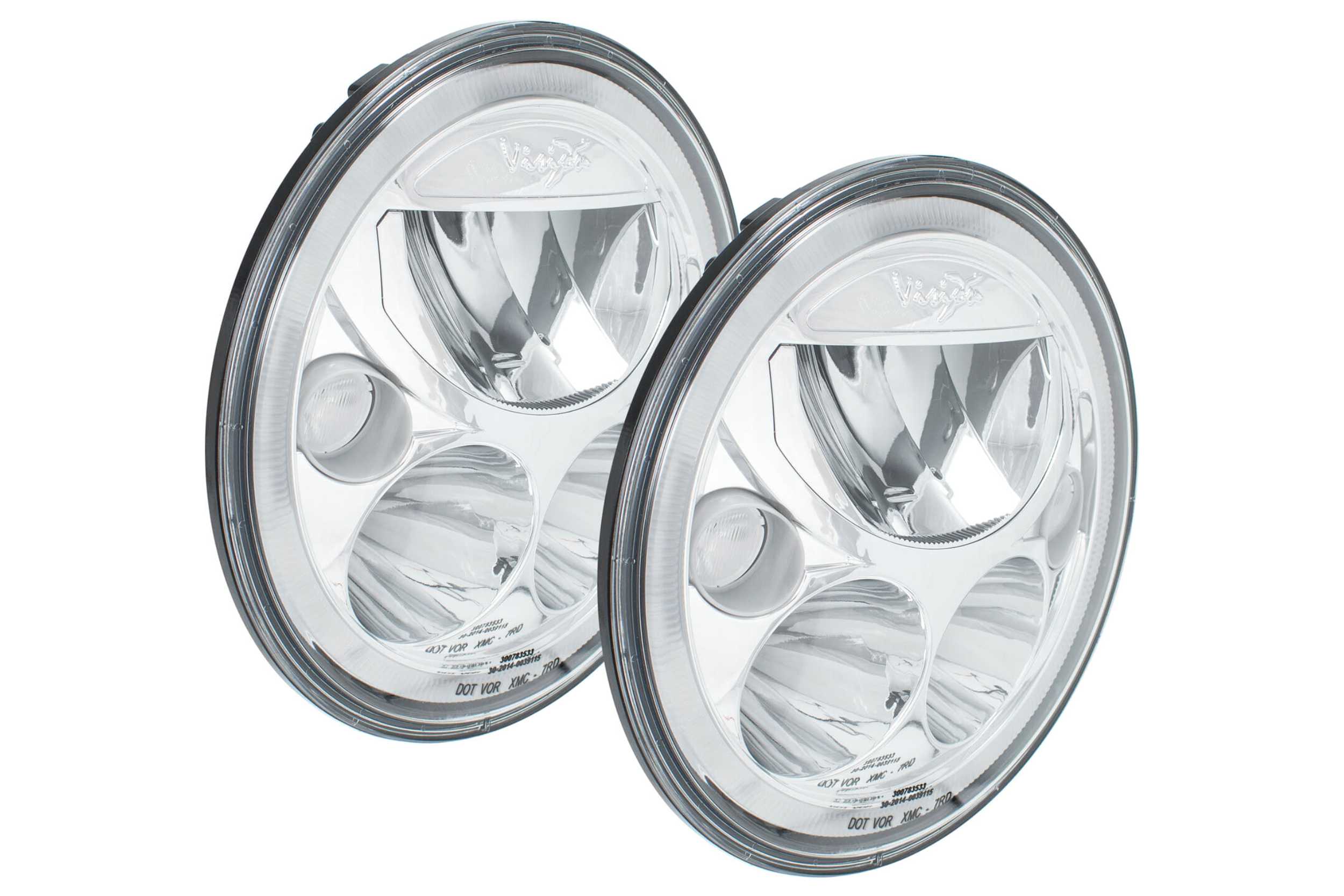 Vision X LED Headlights: (Each / 7in Round / Chrome / White Halo)