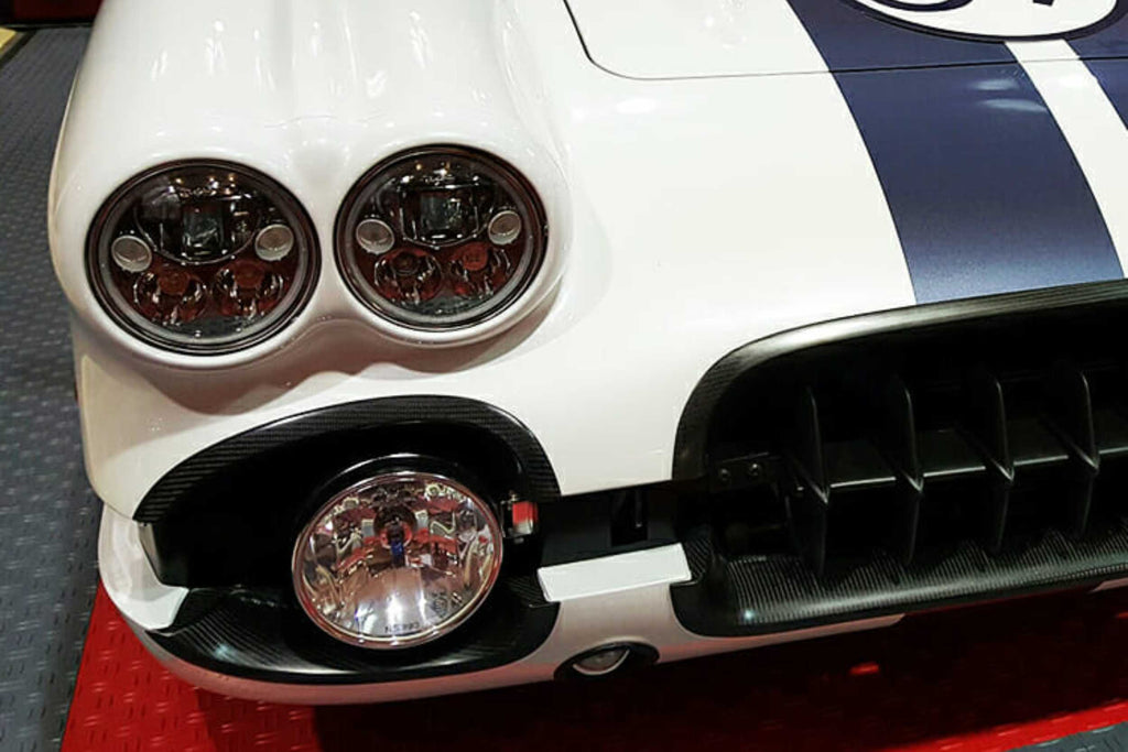 Vision X LED Headlights: (Each / 7in Round / Black / Amber Halo)