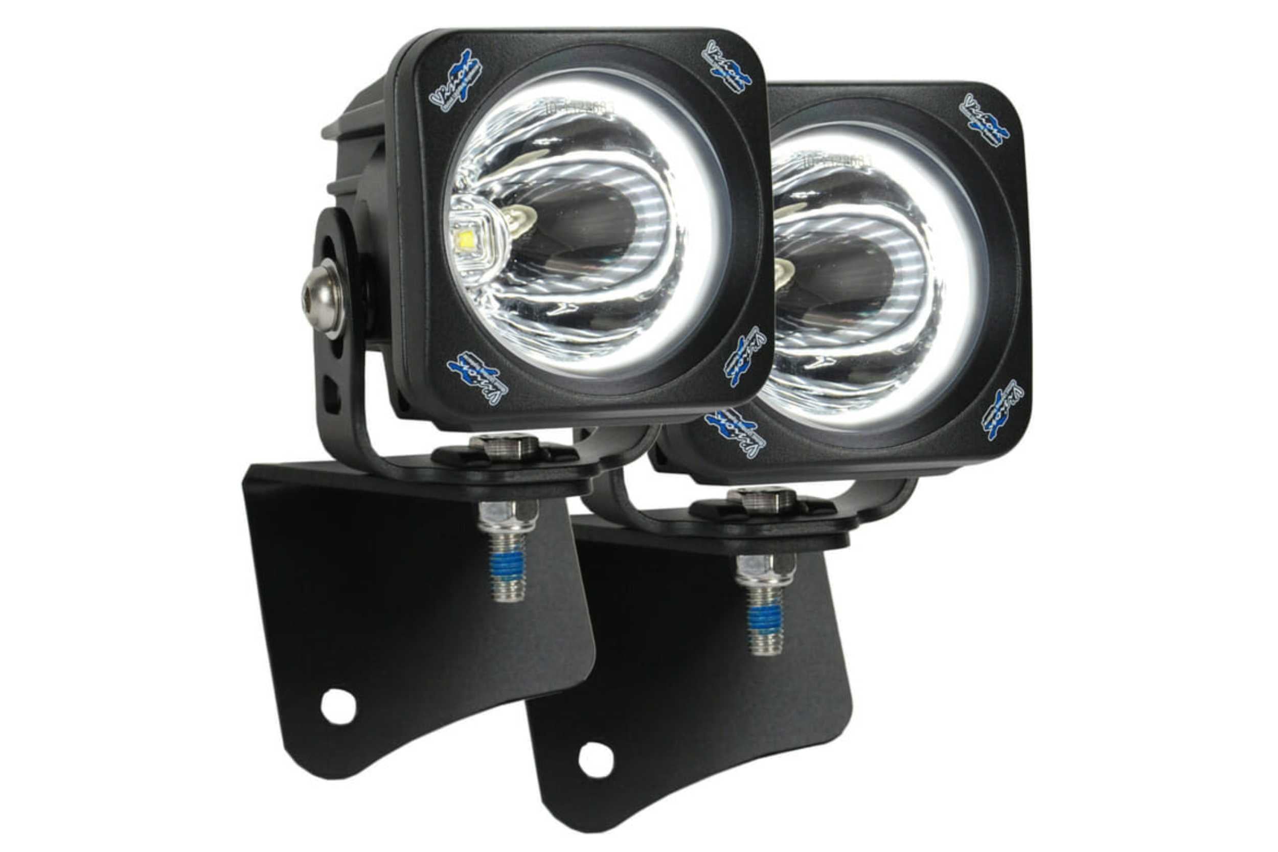 Vision X Ditch Light LED Lighting System: Jeep TJ (97-06) (2x 4.5in Optimus Square Pods / 10 Degree Beam)