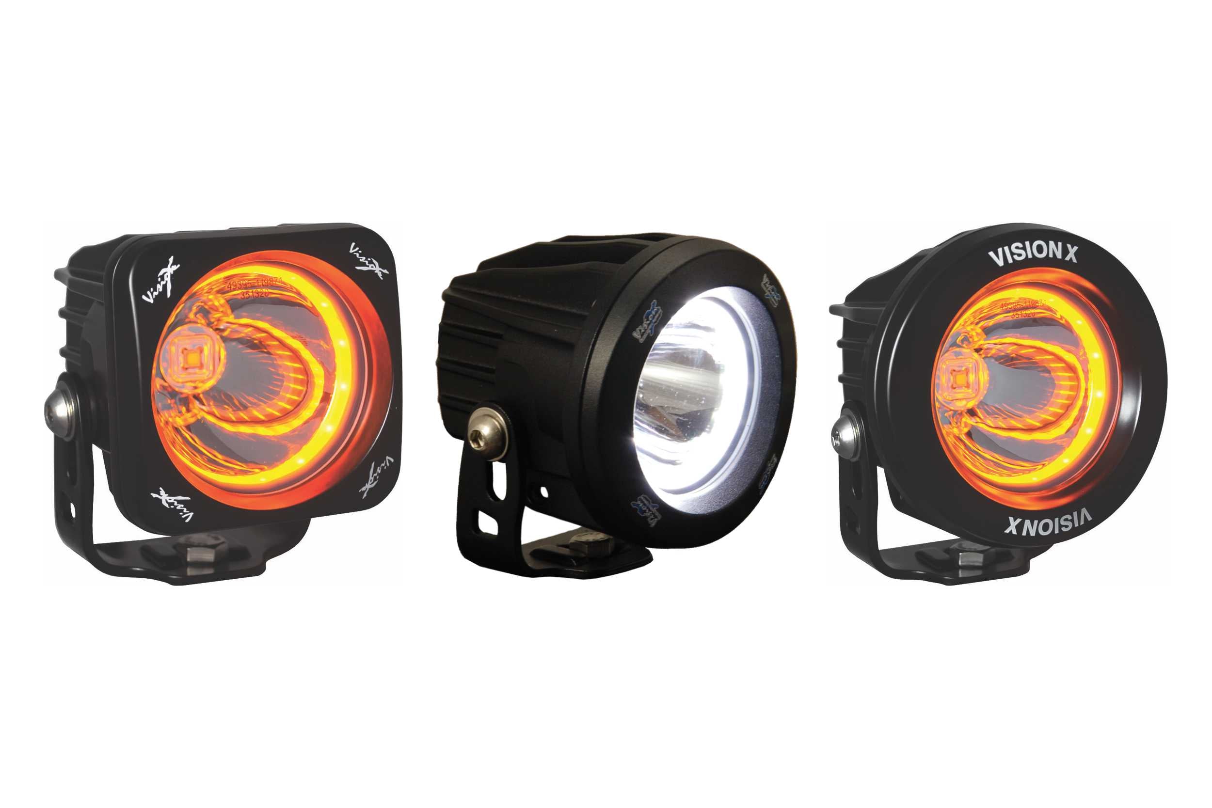 Vision X Optimus LED Pod: Black / Round (15 Degree Narrow Beam / Amber Halo / E-Mark / Square)