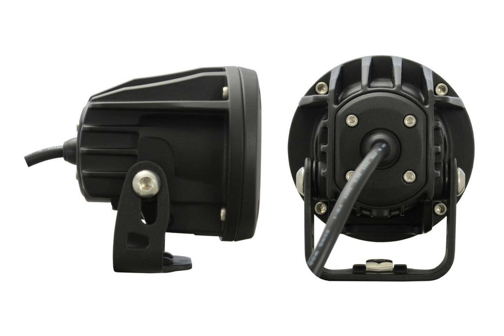 Vision X Optimus LED Pod: Black / Round (15 Degree Narrow Beam / Amber Halo / E-Mark / Round)