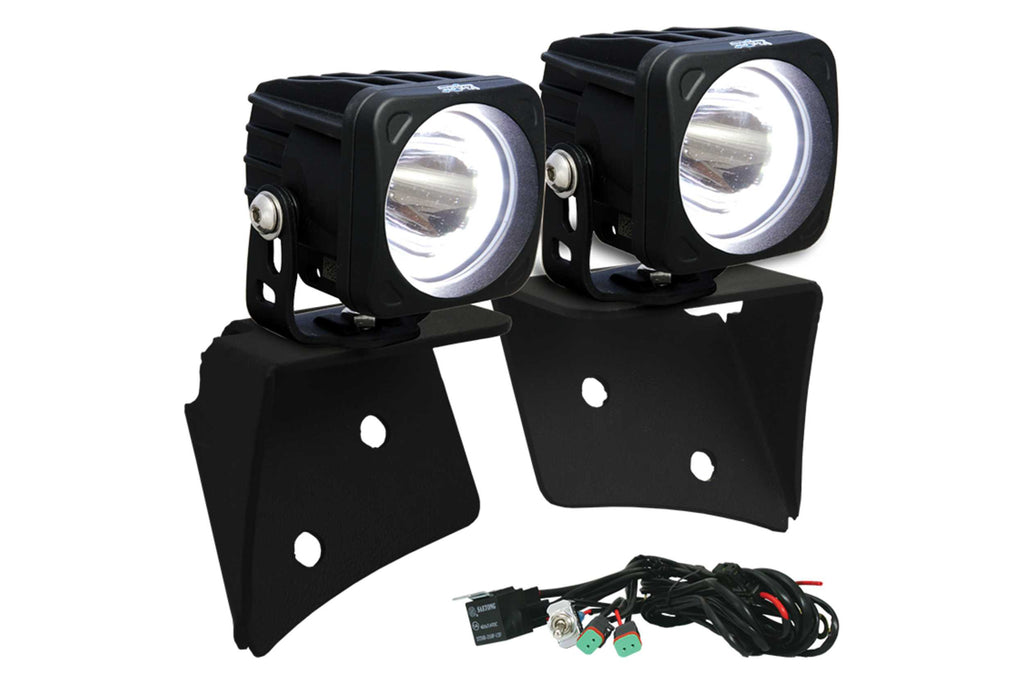 Vision X Ditch Light LED Lighting System: Jeep JK (07-17) (2x 4.5in Optimus Halo Pods)