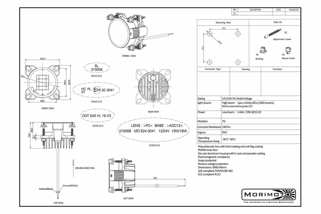 Sealed Beam: Sealed3 (90mm / Low Beam)