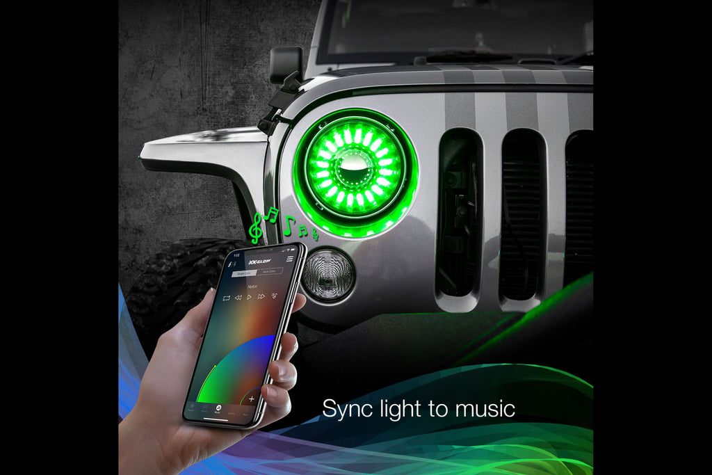 XKChrome RGB LED 7in Wrangler JL/JT Headlight Kit w/ Dash Mount Controller