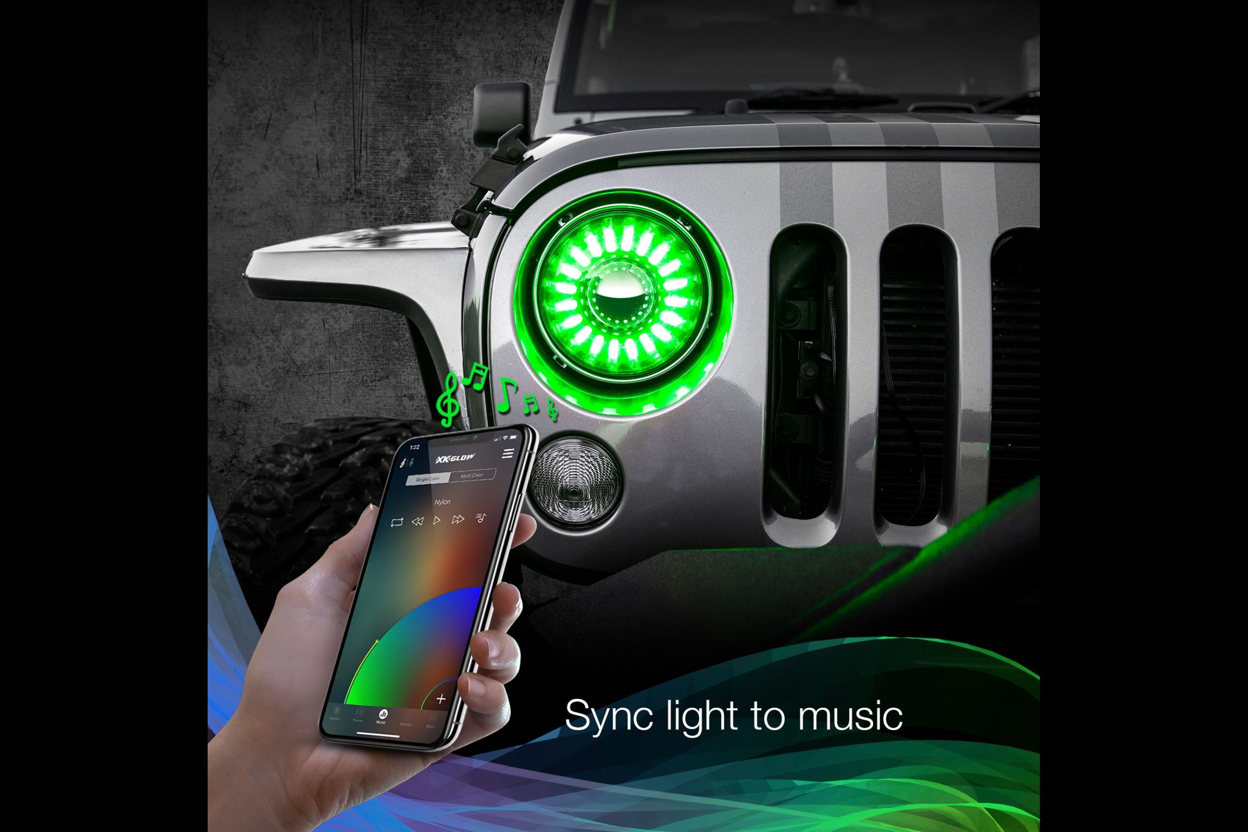 XKChrome RGB LED 7in Wrangler JL/JT Headlight Kit w/ Dash Mount Controller