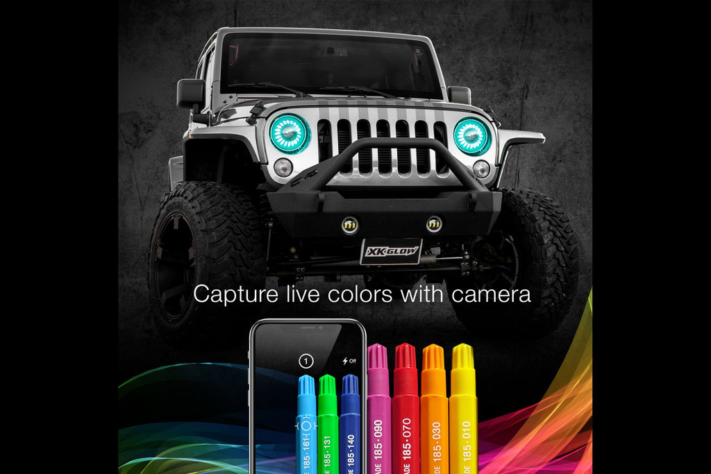 XKChrome RGB LED 7in Wrangler JL/JT Headlight Kit w/ BT Controller