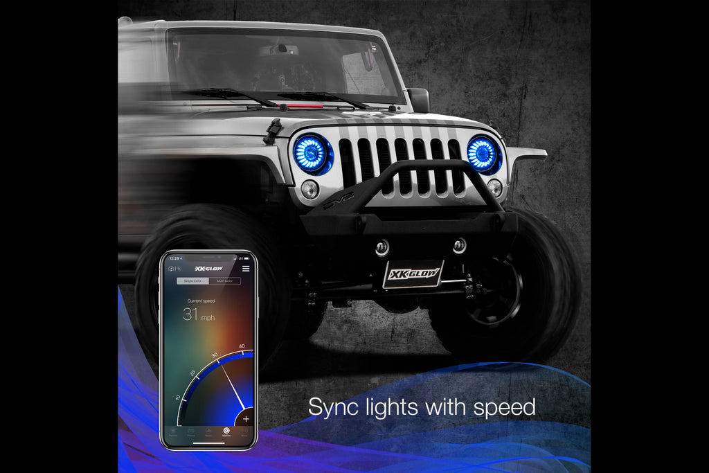 XKChrome RGB LED 7in Wrangler JL/JT Headlight Kit w/ Dash Mount Controller