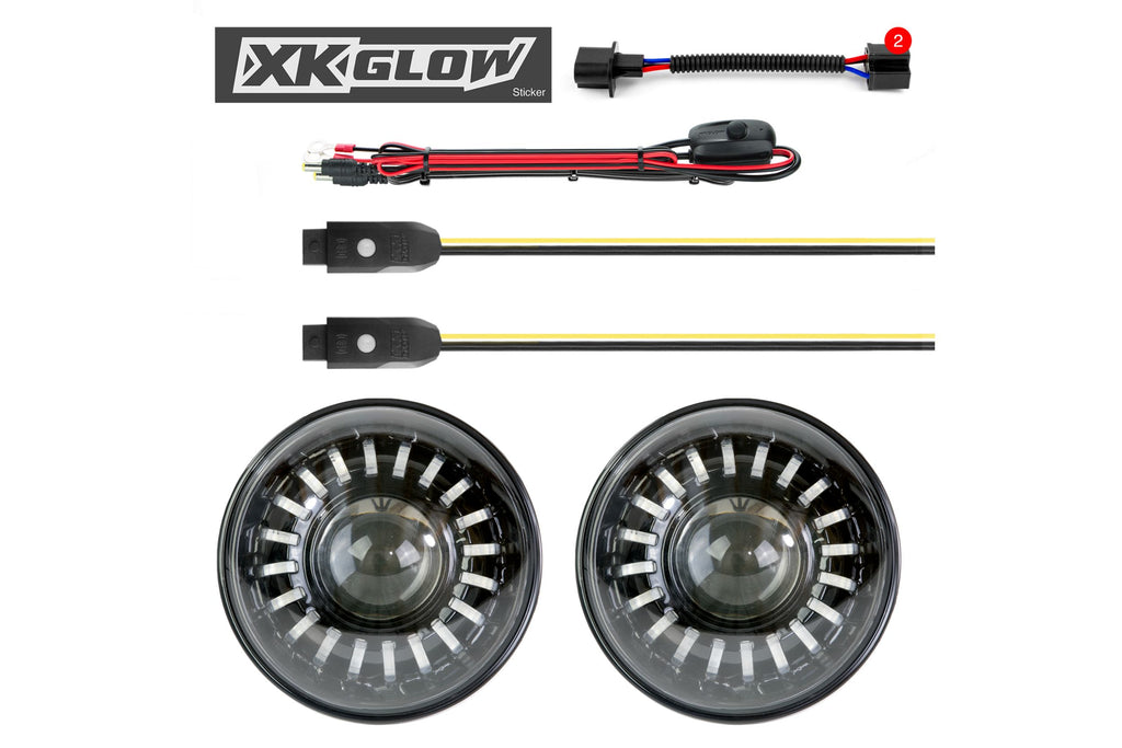 XKChrome RGB LED 7in Wrangler JL/JT Headlight Kit w/ BT Controller