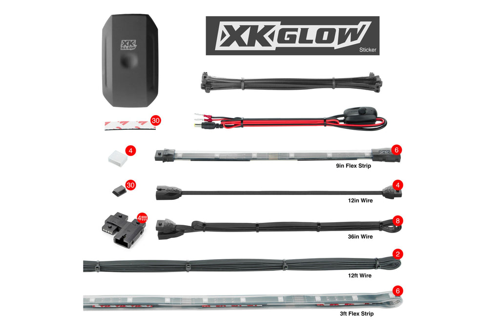 XKChrome RGB LED Boat Accent Light Kit: 4x 36in, 4x 9in Strips