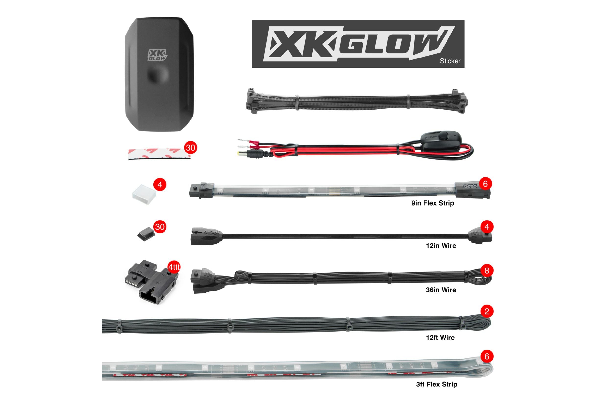 XKChrome RGB LED Boat Accent Light Kit: 4x 36in, 4x 9in Strips w/ Dash Mount Controller