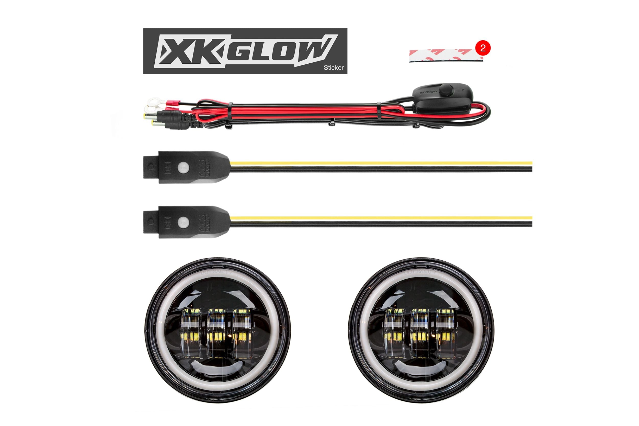 XKChrome RGB LED Running Light Kit: Harley 4.5in (Black w/ Controller)
