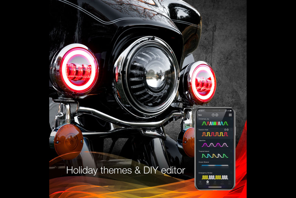 XKChrome RGB LED Running Light Kit: Harley 4.5in (Black w/ Controller)