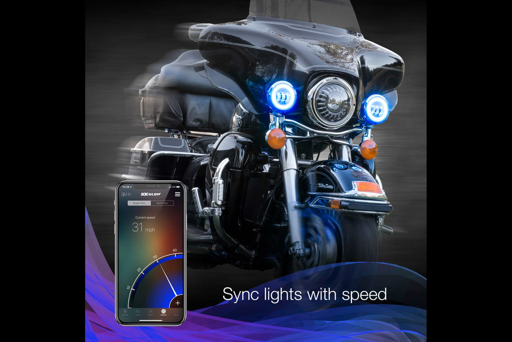 XKChrome RGB LED Running Light Kit: Harley 4.5in (Black w/ Controller)