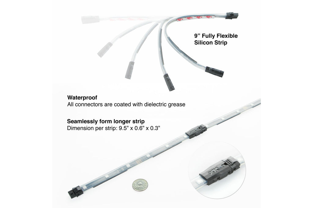 XKChrome RGB LED Underglow Kit: 8x 24in, 6x 10in, 4x 36in Tubes w/ Dash Mount Controller