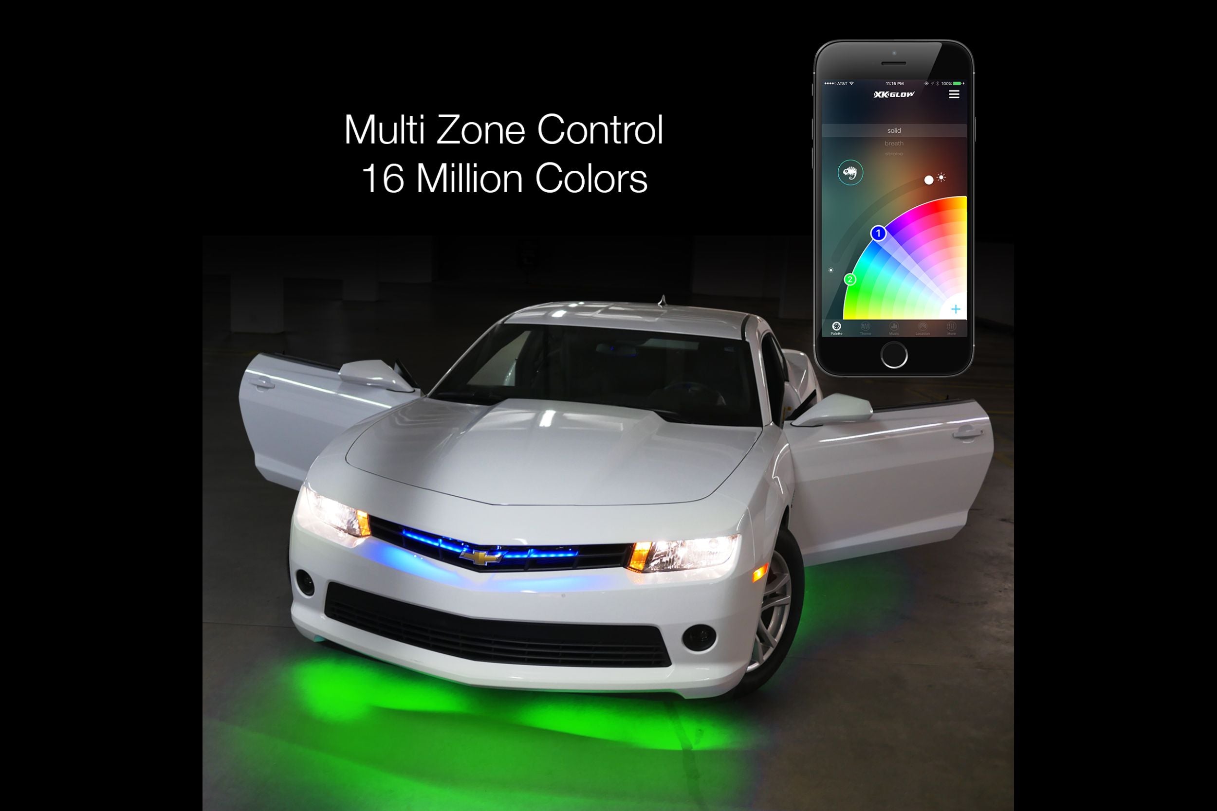 XKChrome RGB LED Underglow Kit: 6x 10in Tubes w/ Dash Mount Controller