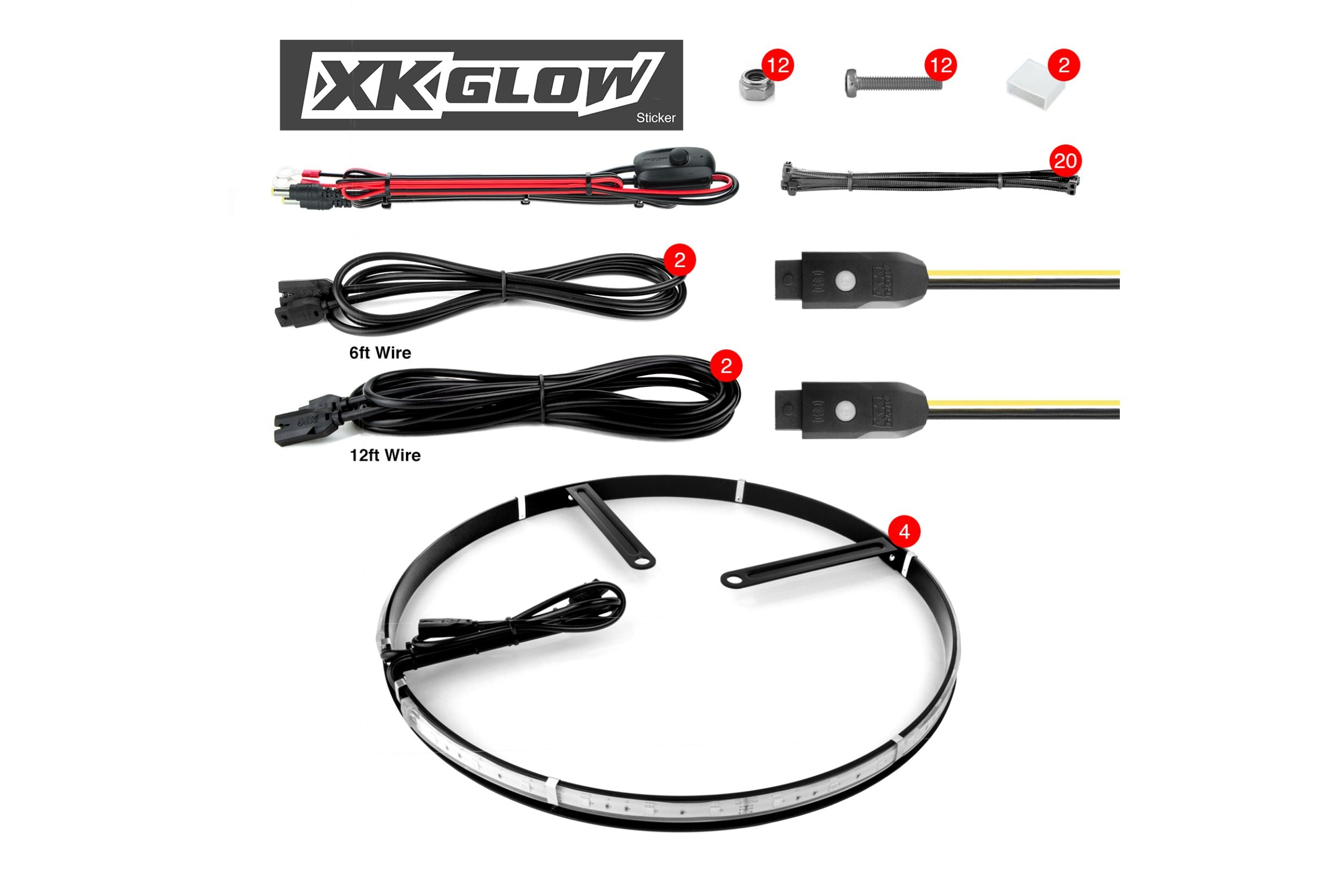 XKChrome RGB LED Wheel Ring: 15-18in Adjustable