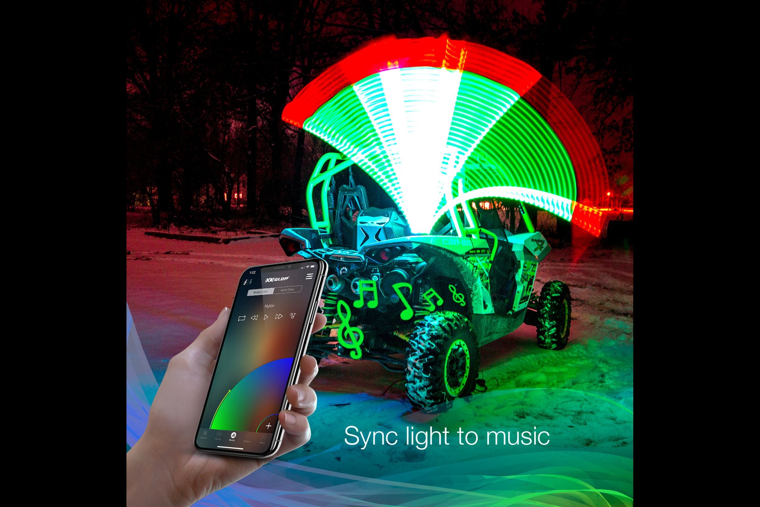 XKChrome RGB LED Whip Light: 48in w/ Dash Mount Controller