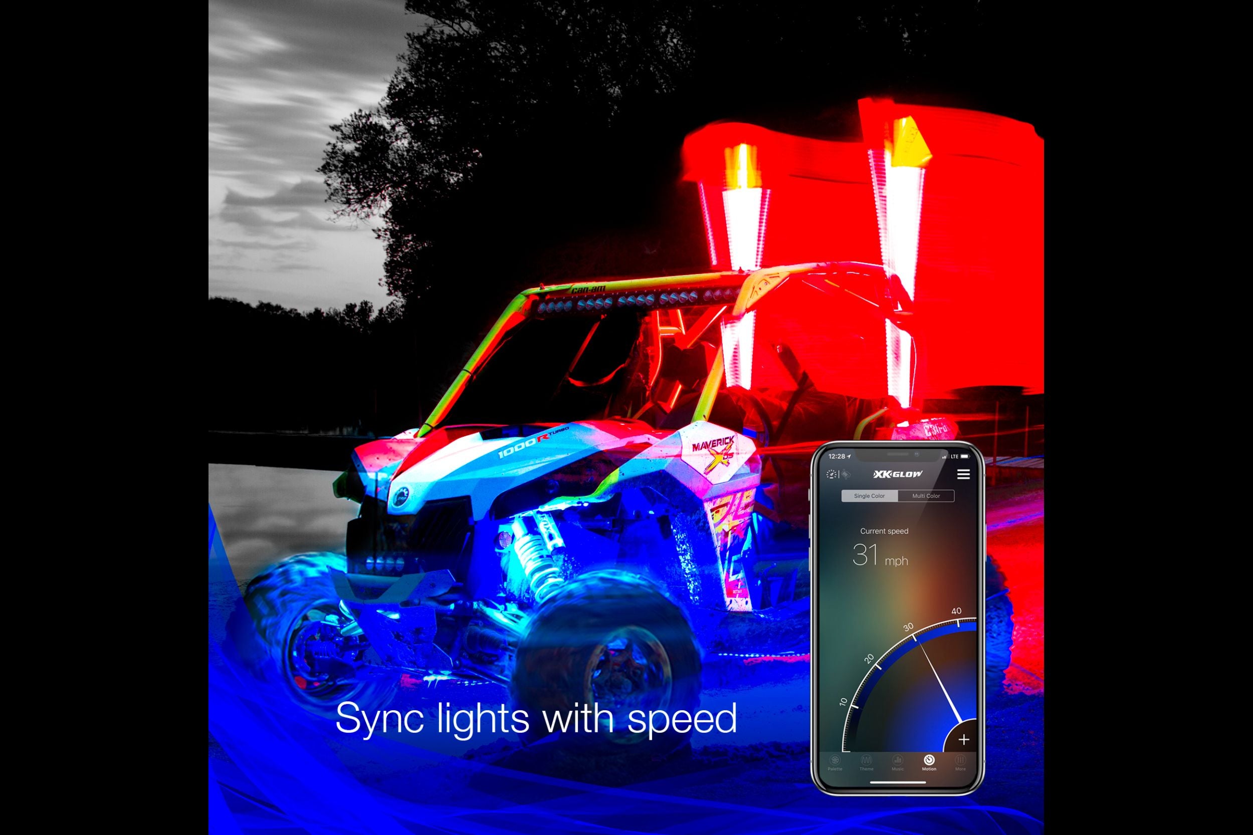 XKChrome RGB LED Whip Light: 48in