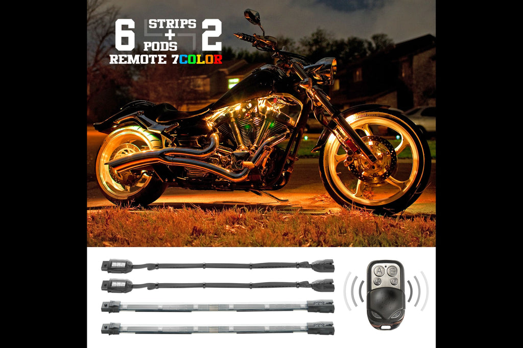 XKGlow Accent Light Kit: 7-Color RGB / 8x Pods, 4x 10in Strips