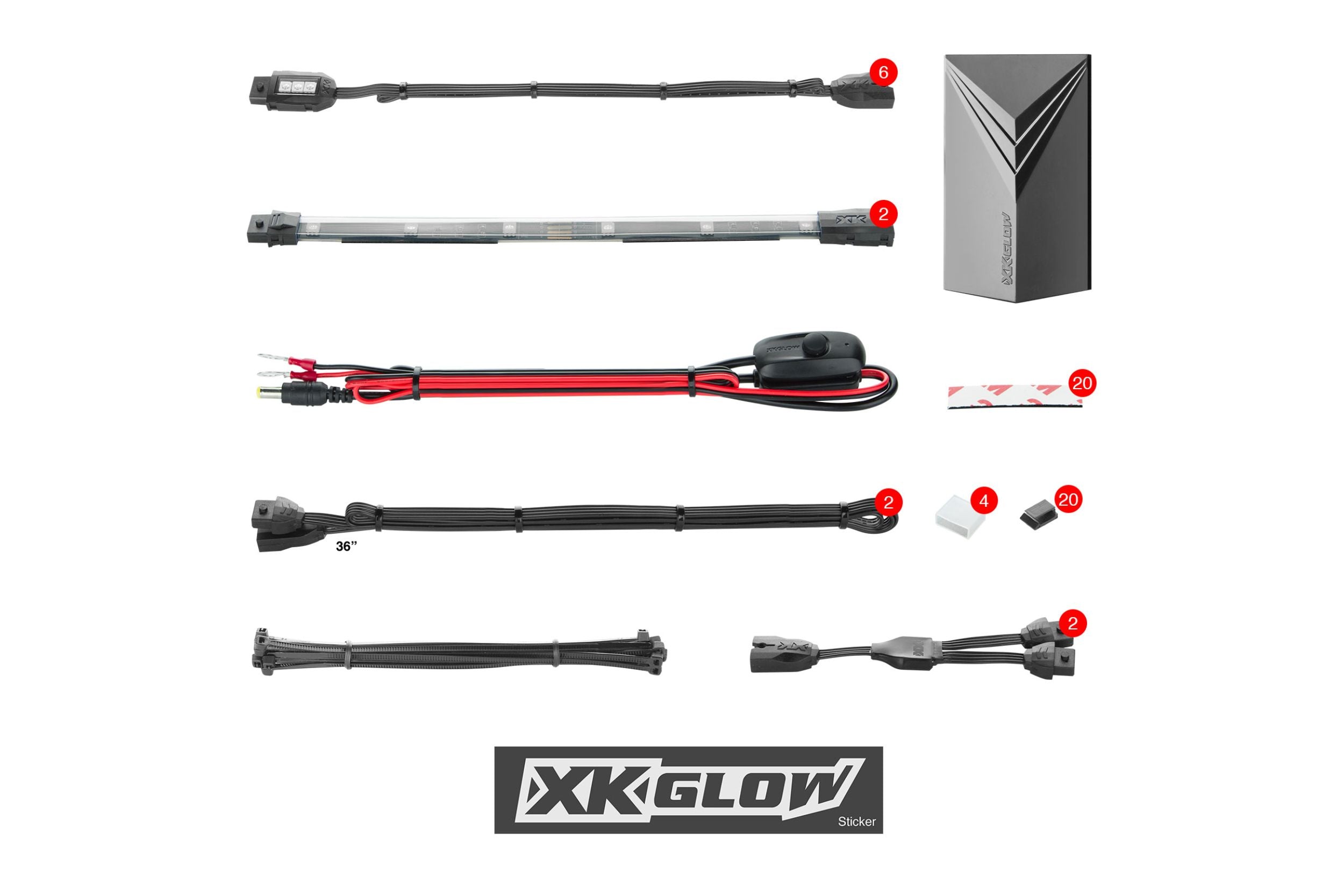 XKGlow Accent Light Kit: 7-Color RGB / 10x Pods, 8x 10in Strips