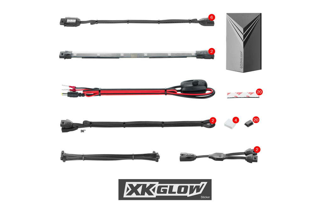 XKGlow Accent Light Kit: 7-Color RGB / 8x Pods, 4x 10in Strips