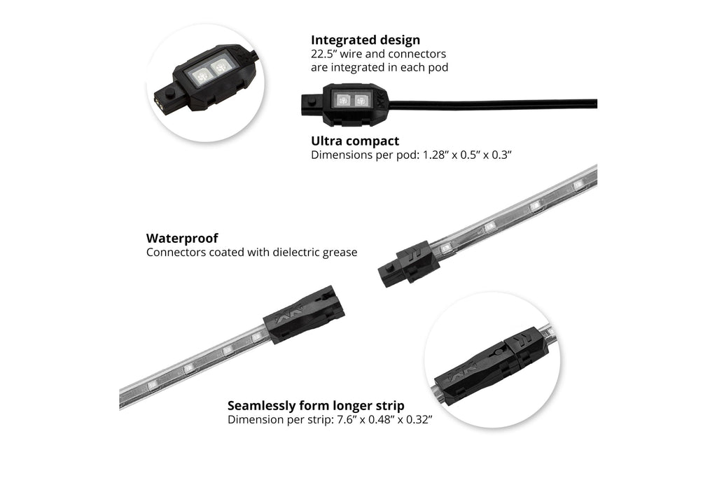XKGlow Accent Light Kit: Green / 8x Pods, 2x 8in Strips