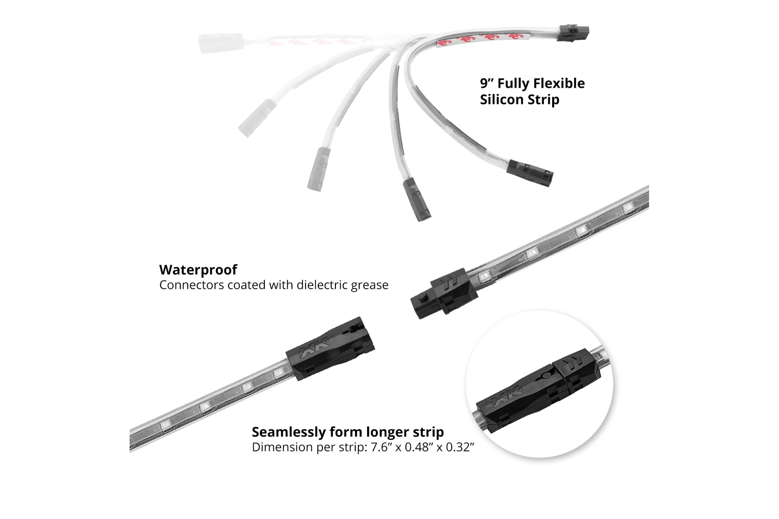 XKGlow Accent Light Kit: Red / 10x Pods, 4x 8in Strips