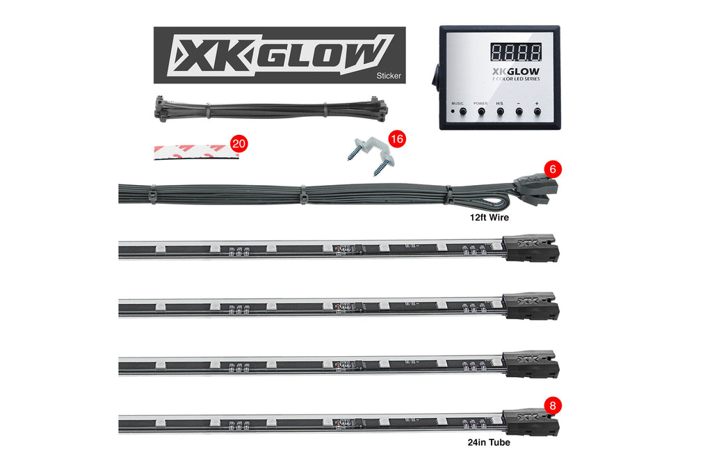 XKGlow Million Color RGB Boat Accent Light Kit: 4x 36in, 4x 9in Strips