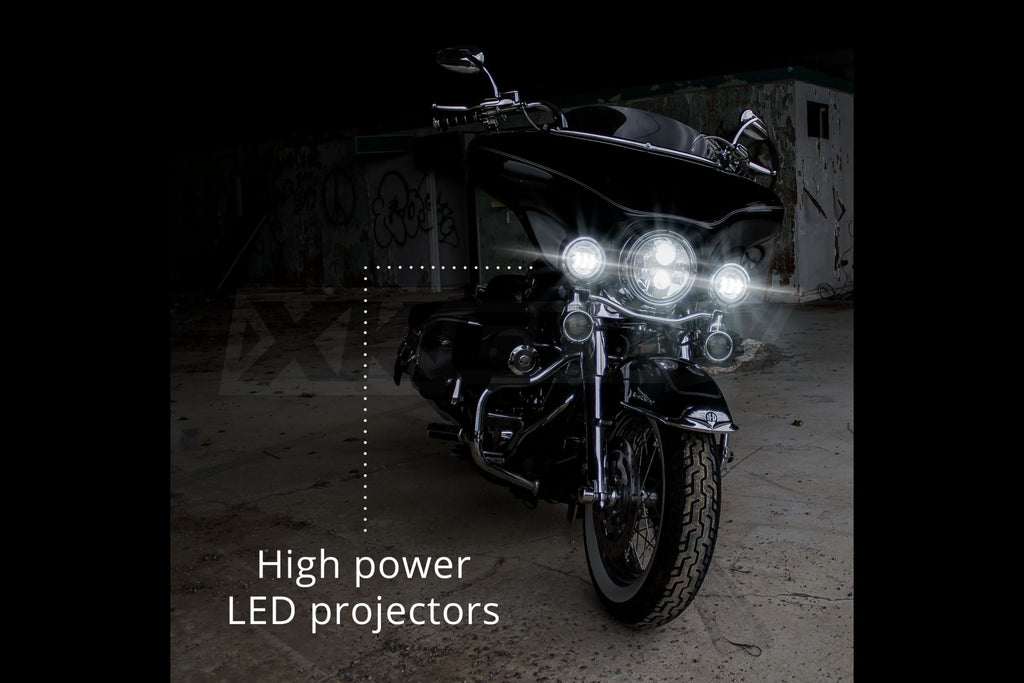 XKGlow Motorcycle Highway Bar Switchback Driving Lights: Black