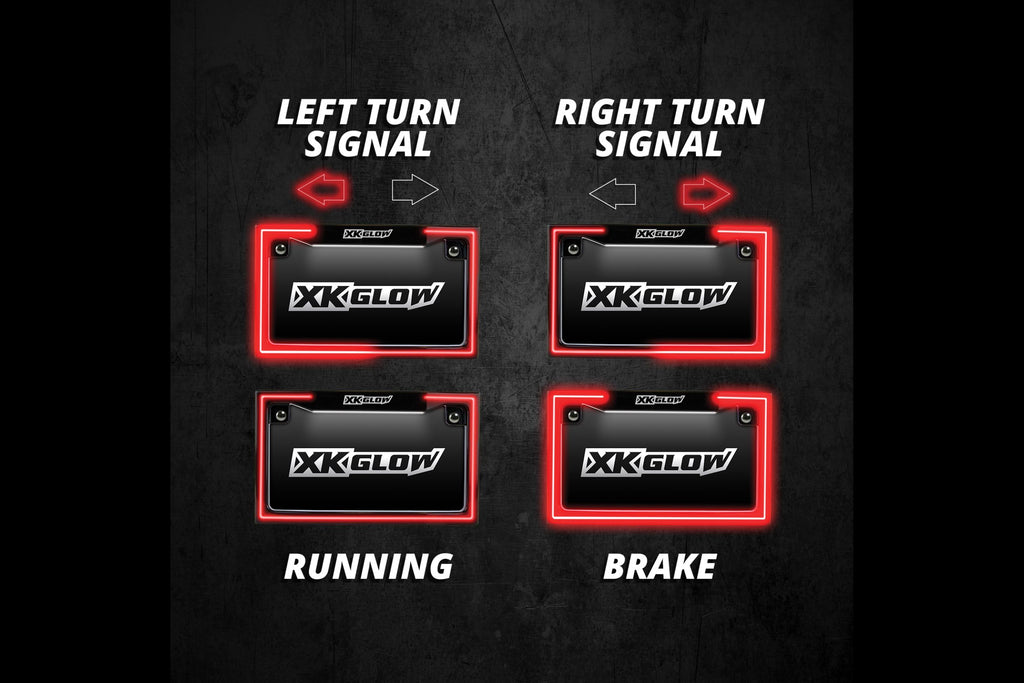 XKGlow Motorcycle Plate Frame: Black / Turn Signal