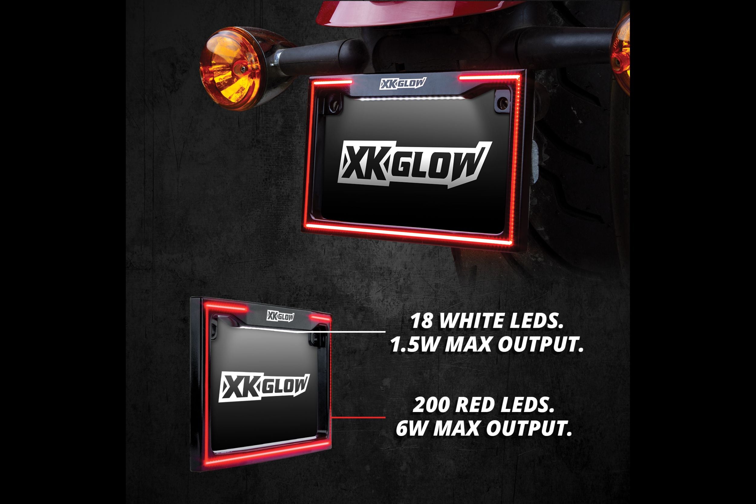 XKGlow Motorcycle Plate Frame: Black / Turn Signal