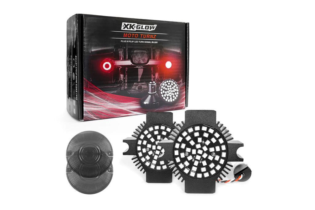 XKGlow Motorcycle Turn Signal Kit: Rear / 1156 Bullet / Smoked