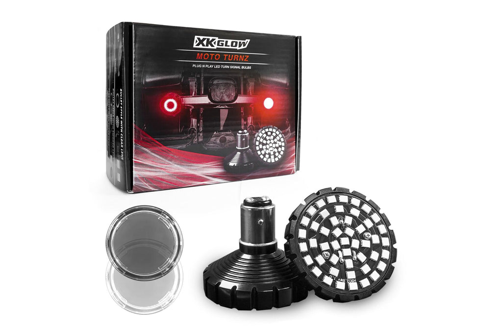 XKGlow Motorcycle Turn Signal Kit: Rear / 1156 Bullet / Smoked