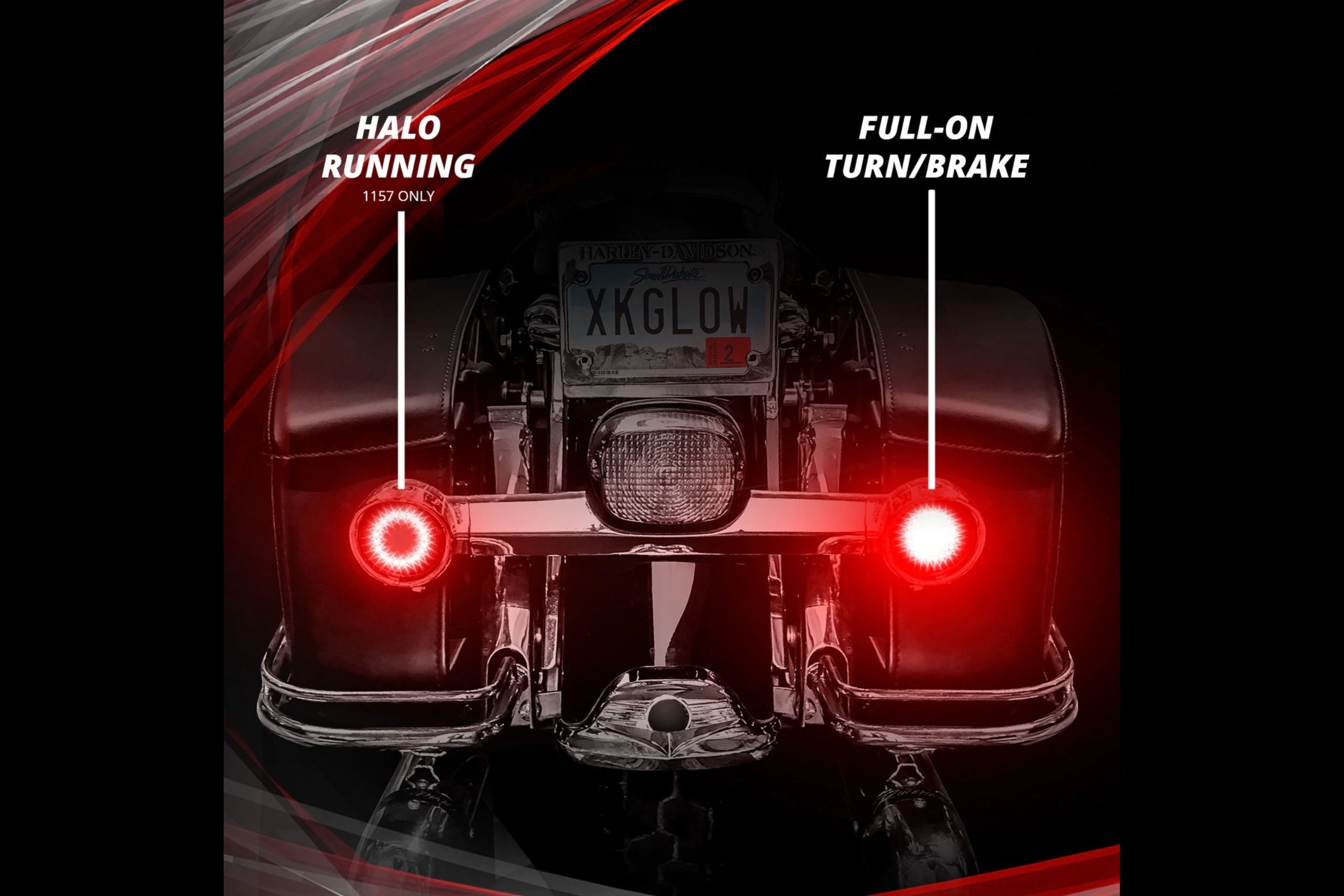 XKGlow Motorcycle Turn Signal Kit: Front / Flat / Clear