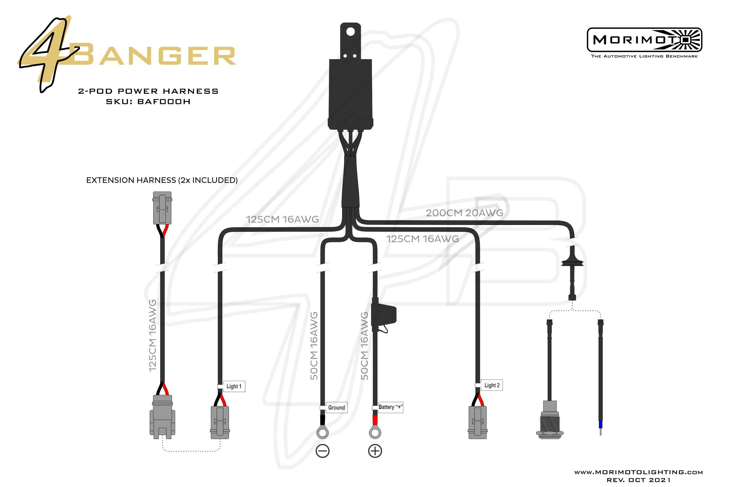 Heavy Duty DT 2-Pin Harness for 2 Pods (Each)